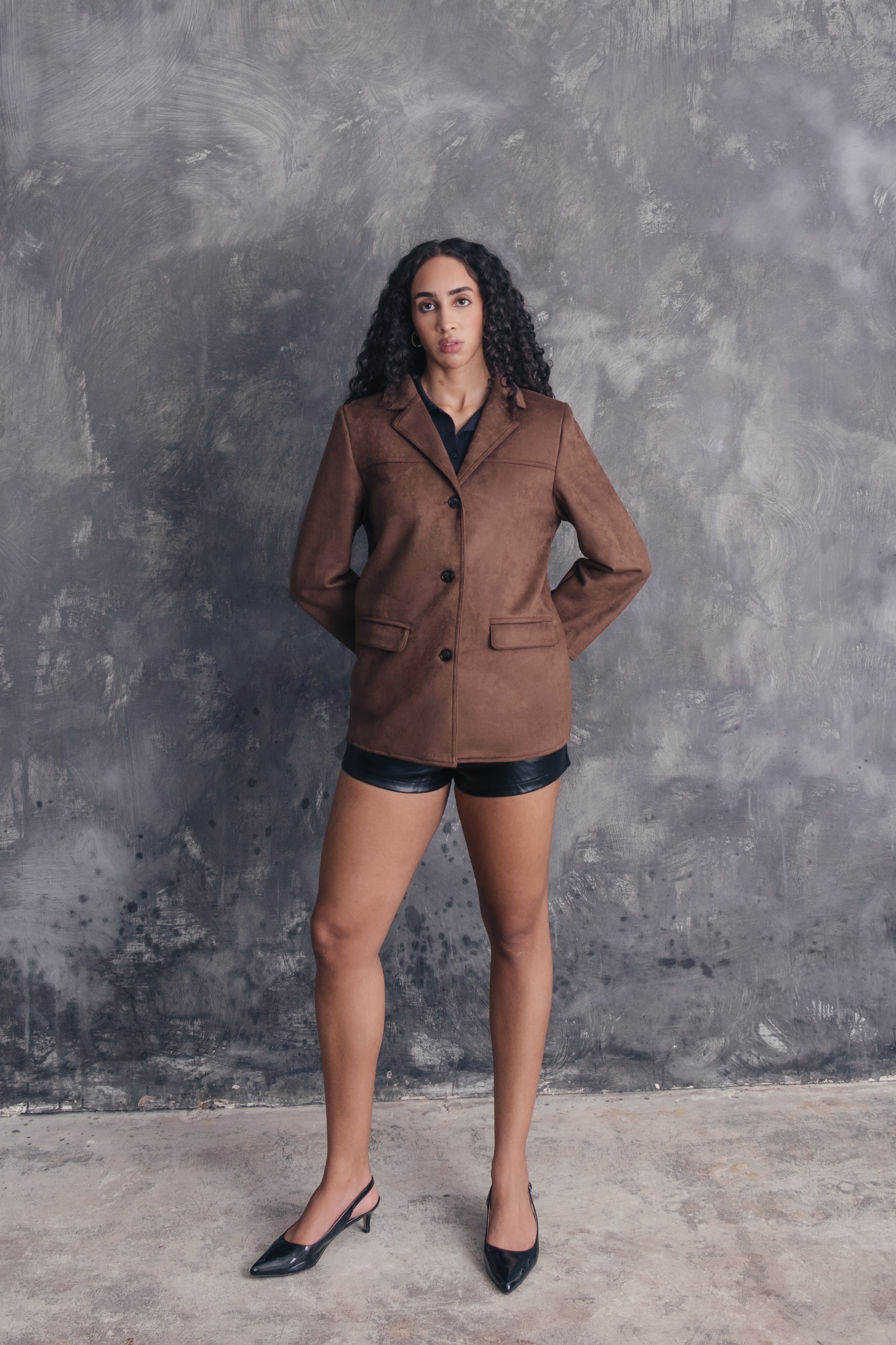 Verena Suede-Look Blazer Jacket