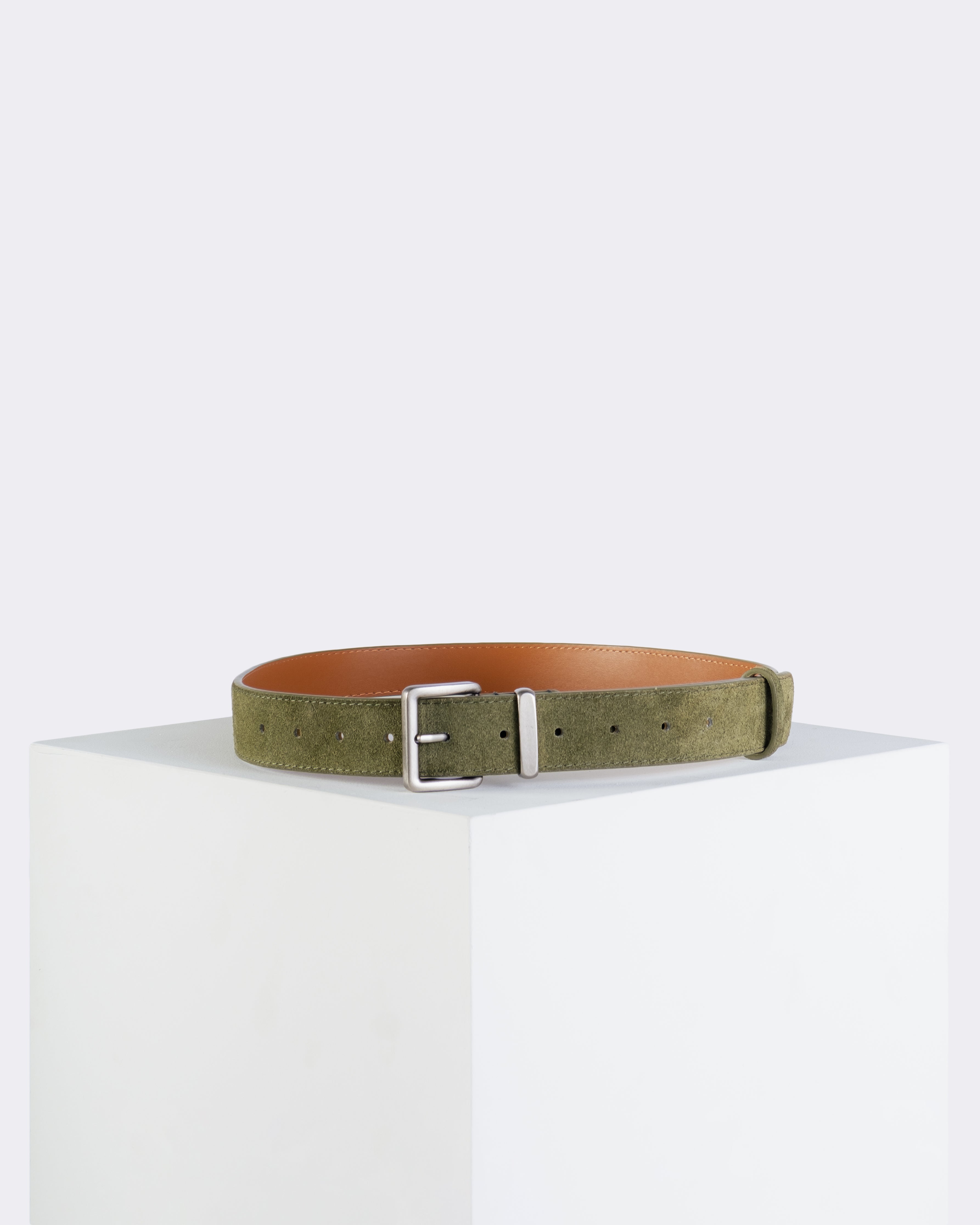 Suede Dress Belt with Silver Buckle and Contrast Stitching Eastside Muse Suede Dress Belt with Silver Buckle and Contrast Stitching Eastside Muse