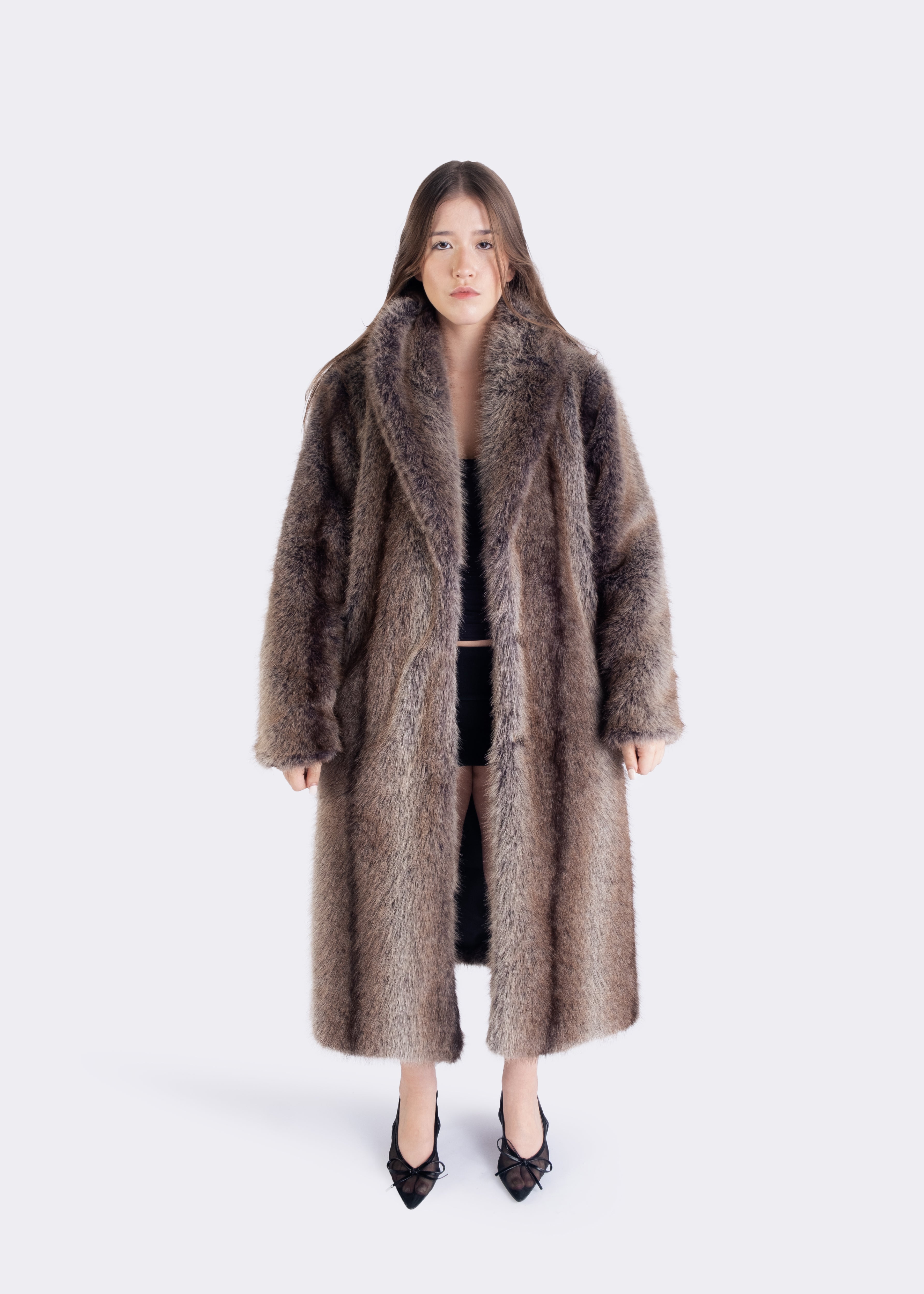 Selene Oversized Collar Faux Fur Coat