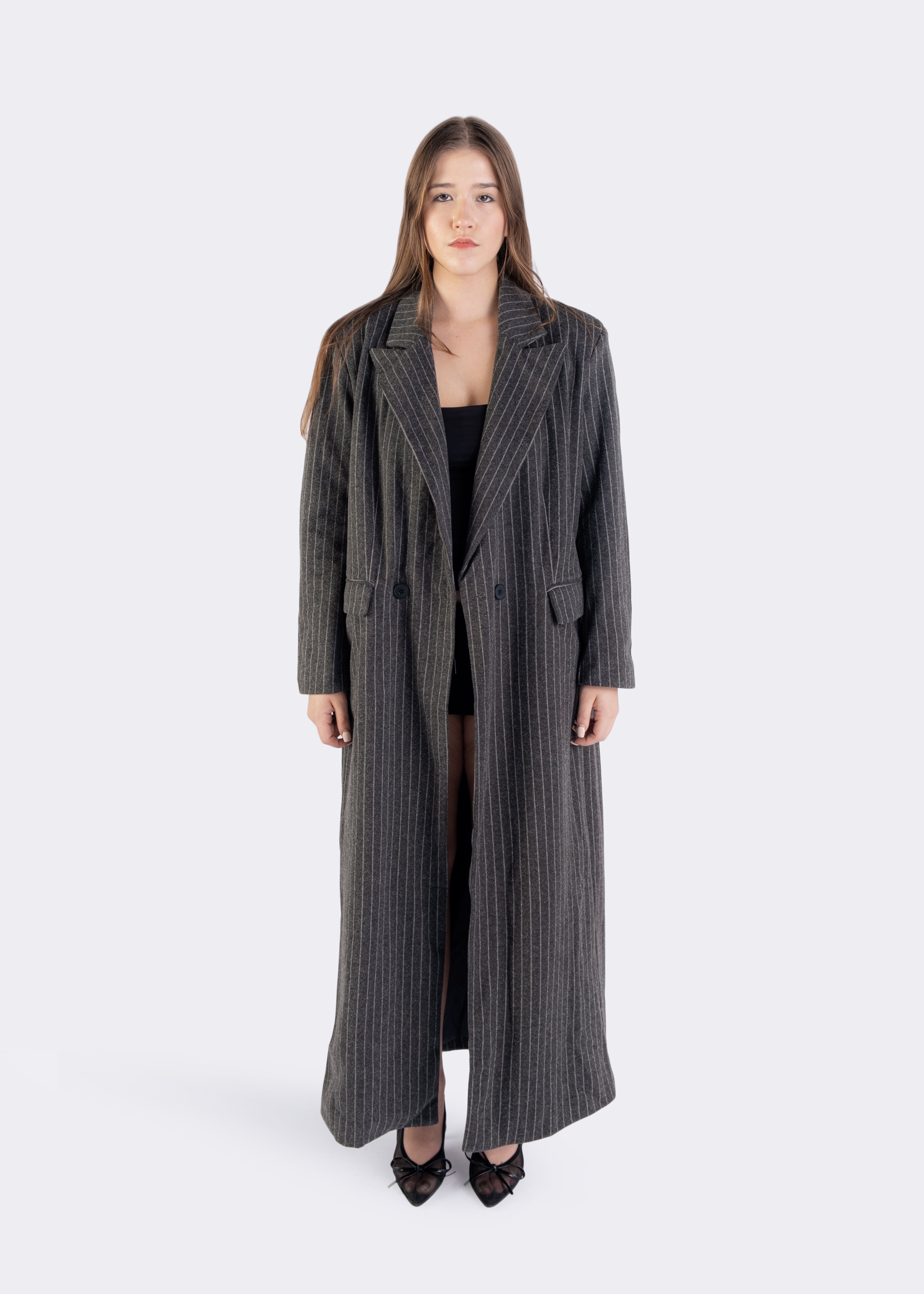 Marlene Pinstriped Overcoat