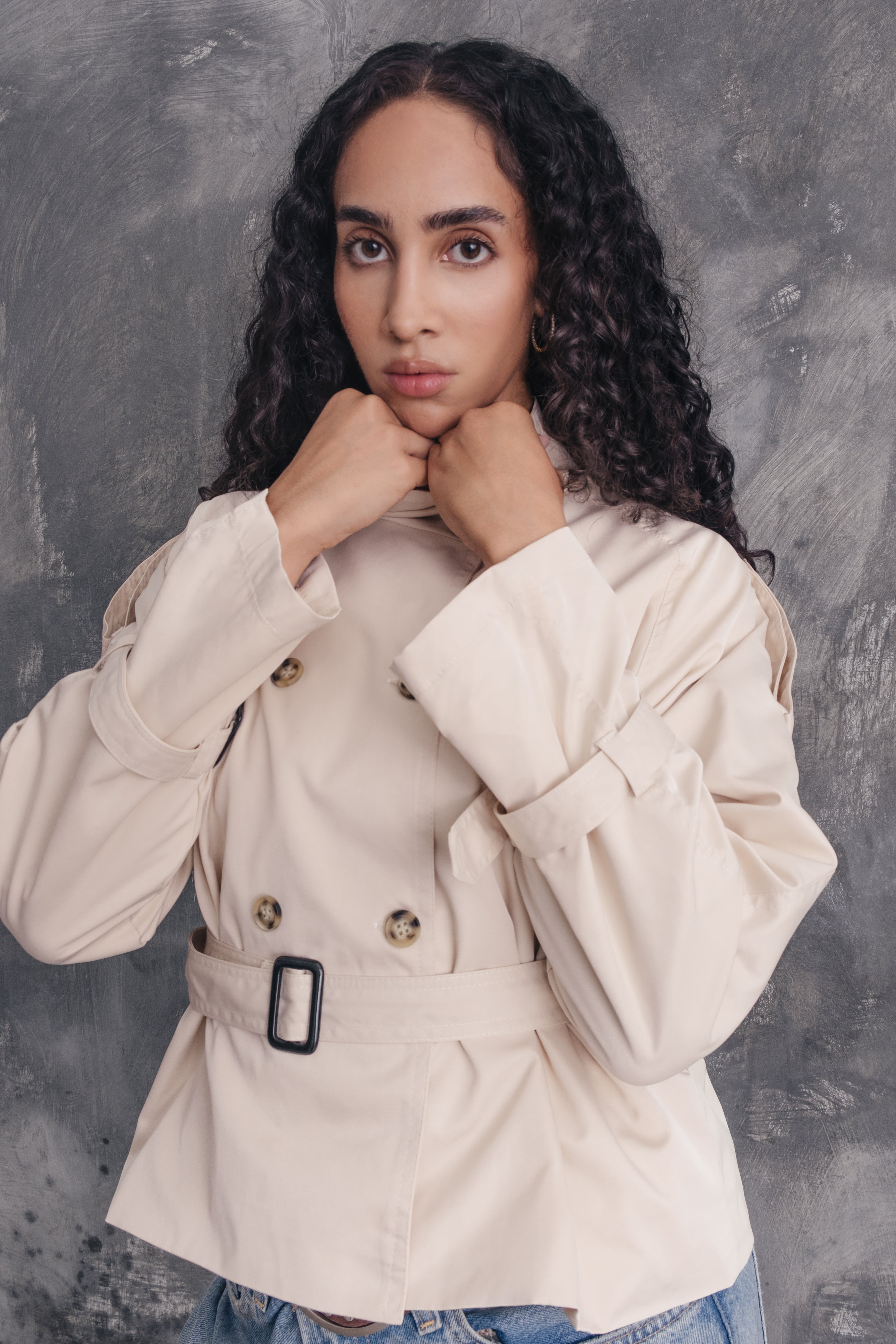 Paloma High-Neck Cropped Trench Jacket