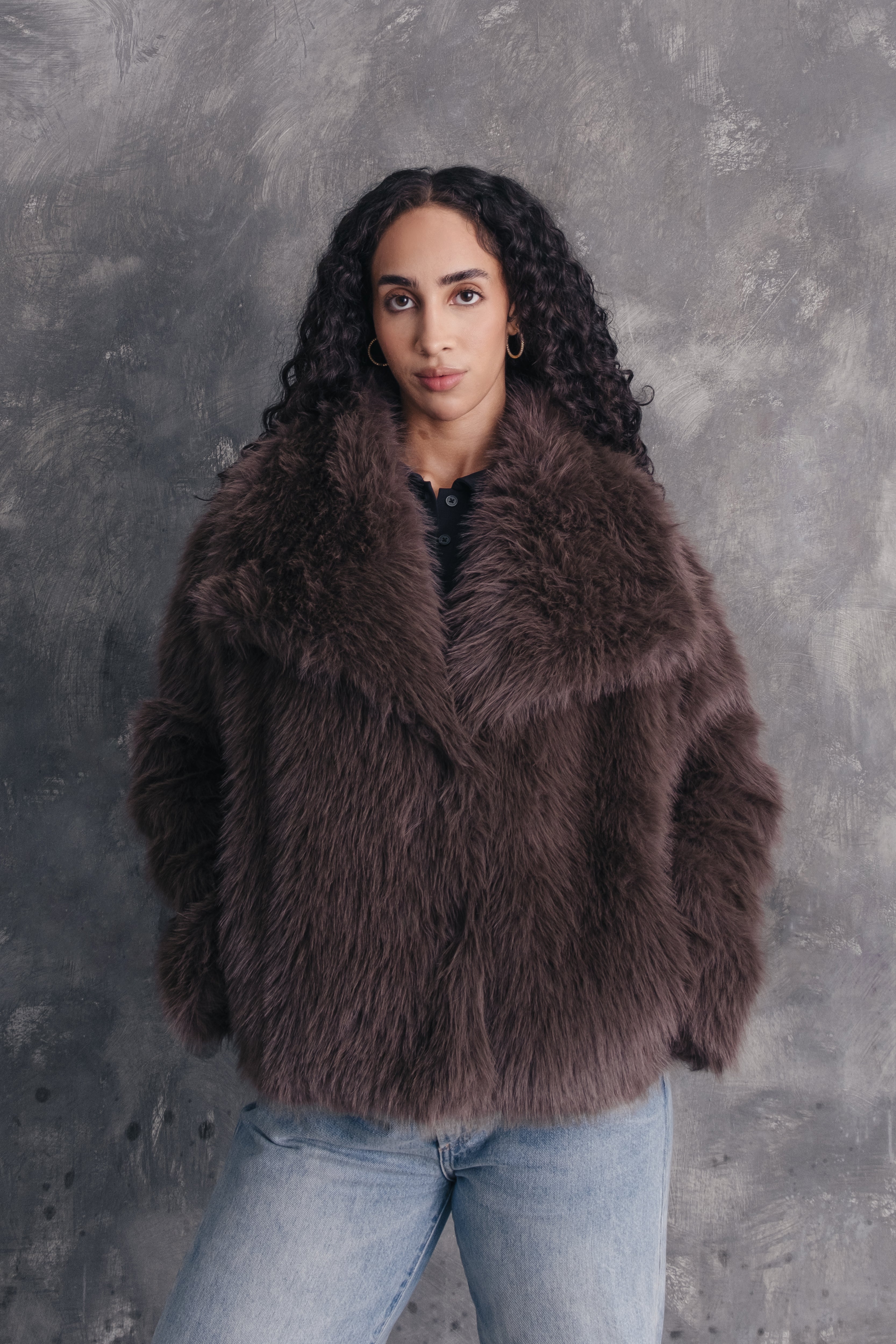 Calista Shaggy Texture Fur Coat