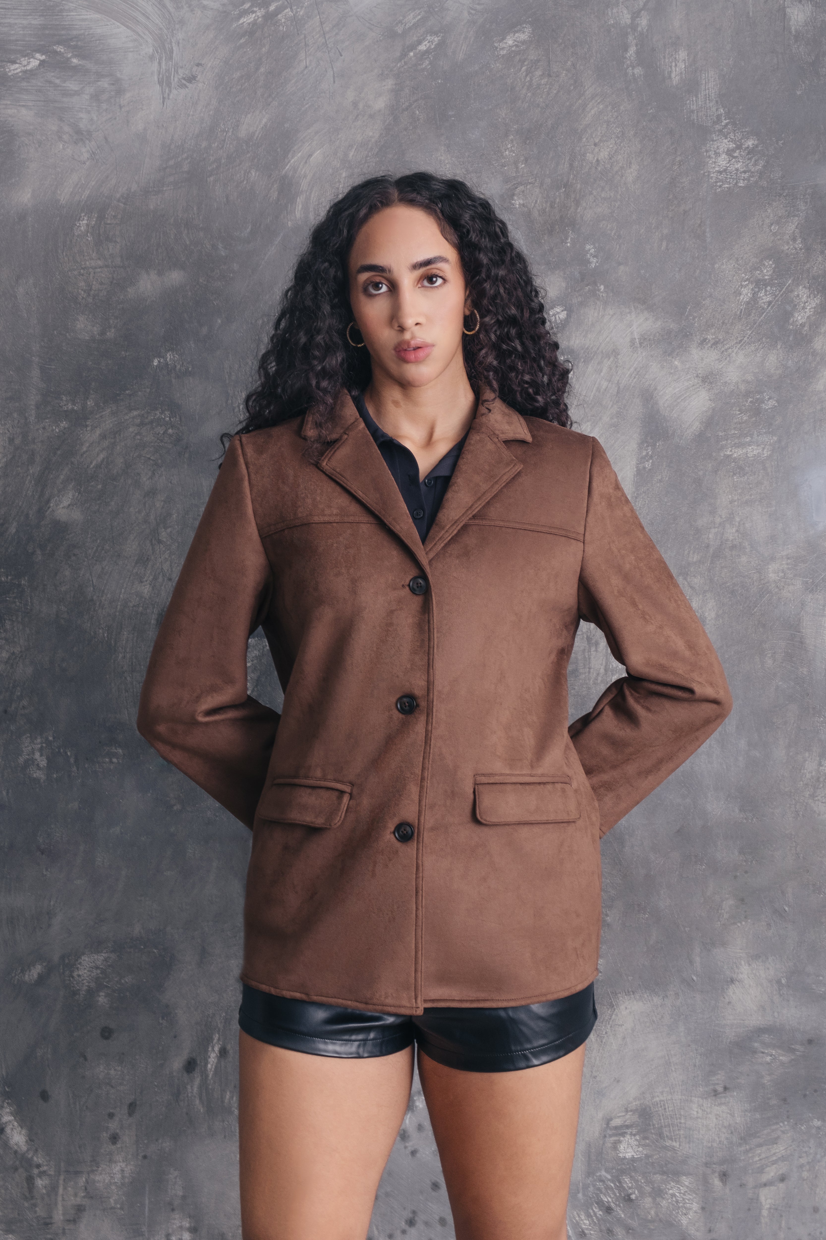 Verena Suede-Look Blazer Jacket