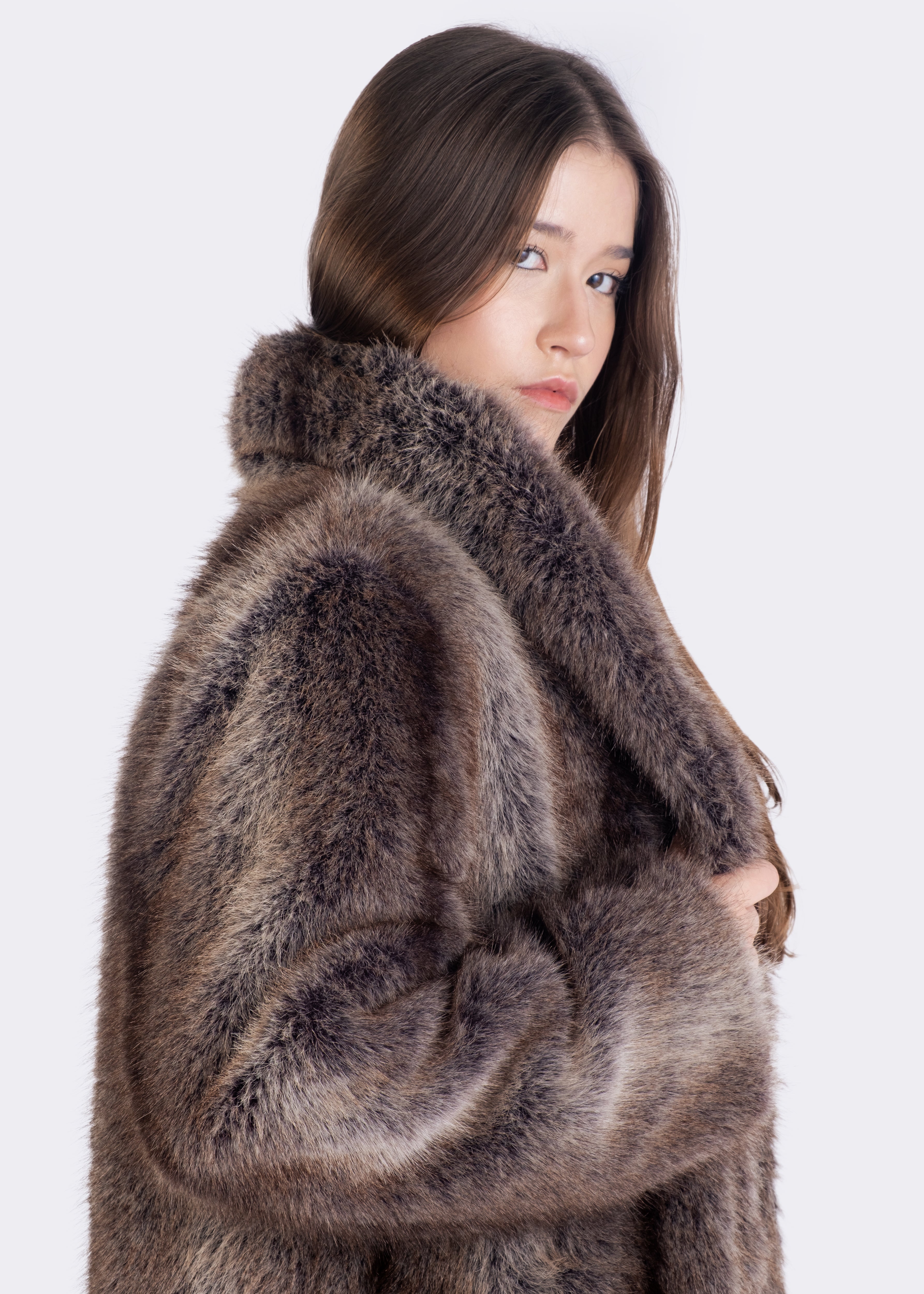 Selene Oversized Collar Faux Fur Coat