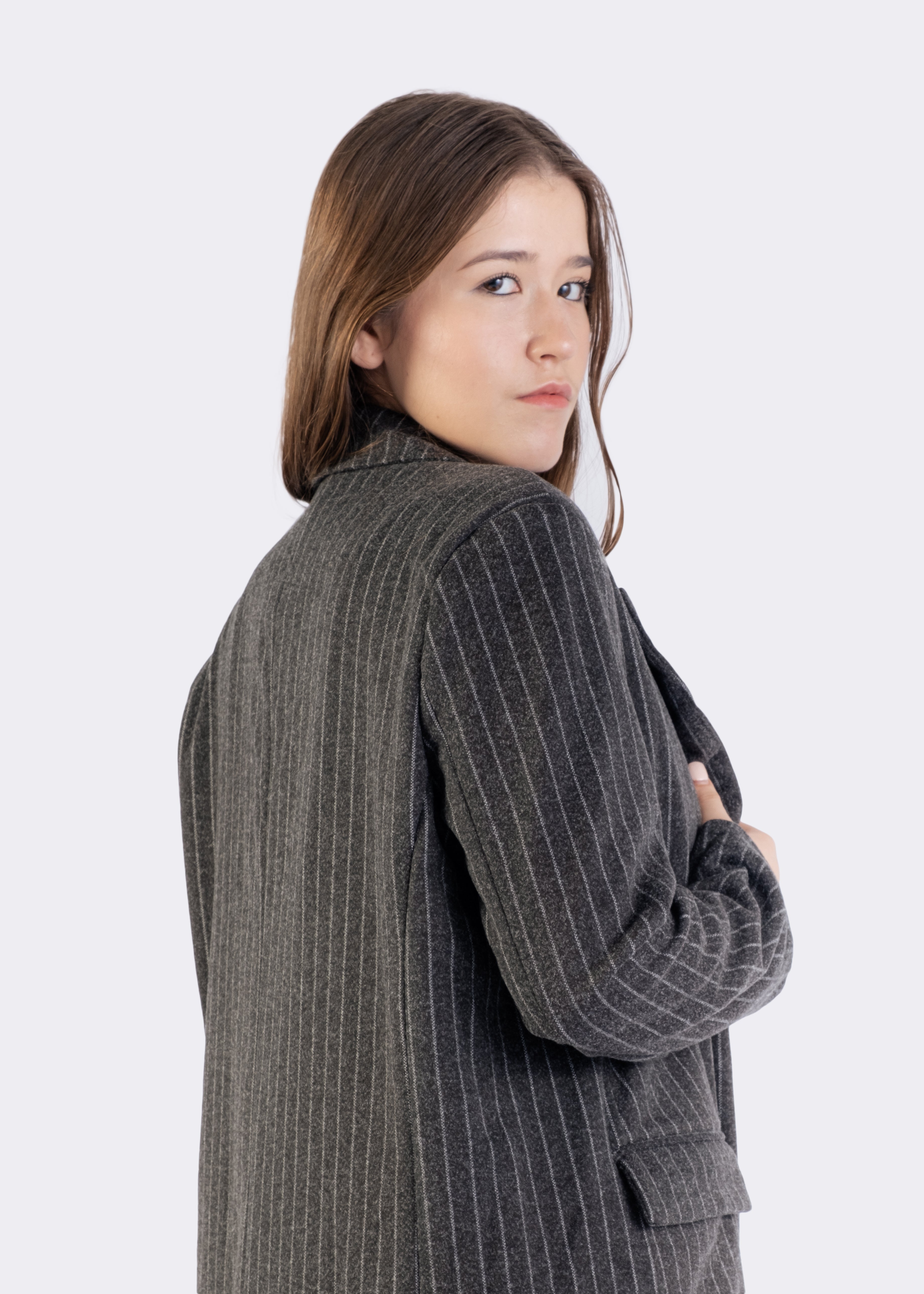 Marlene Pinstriped Overcoat