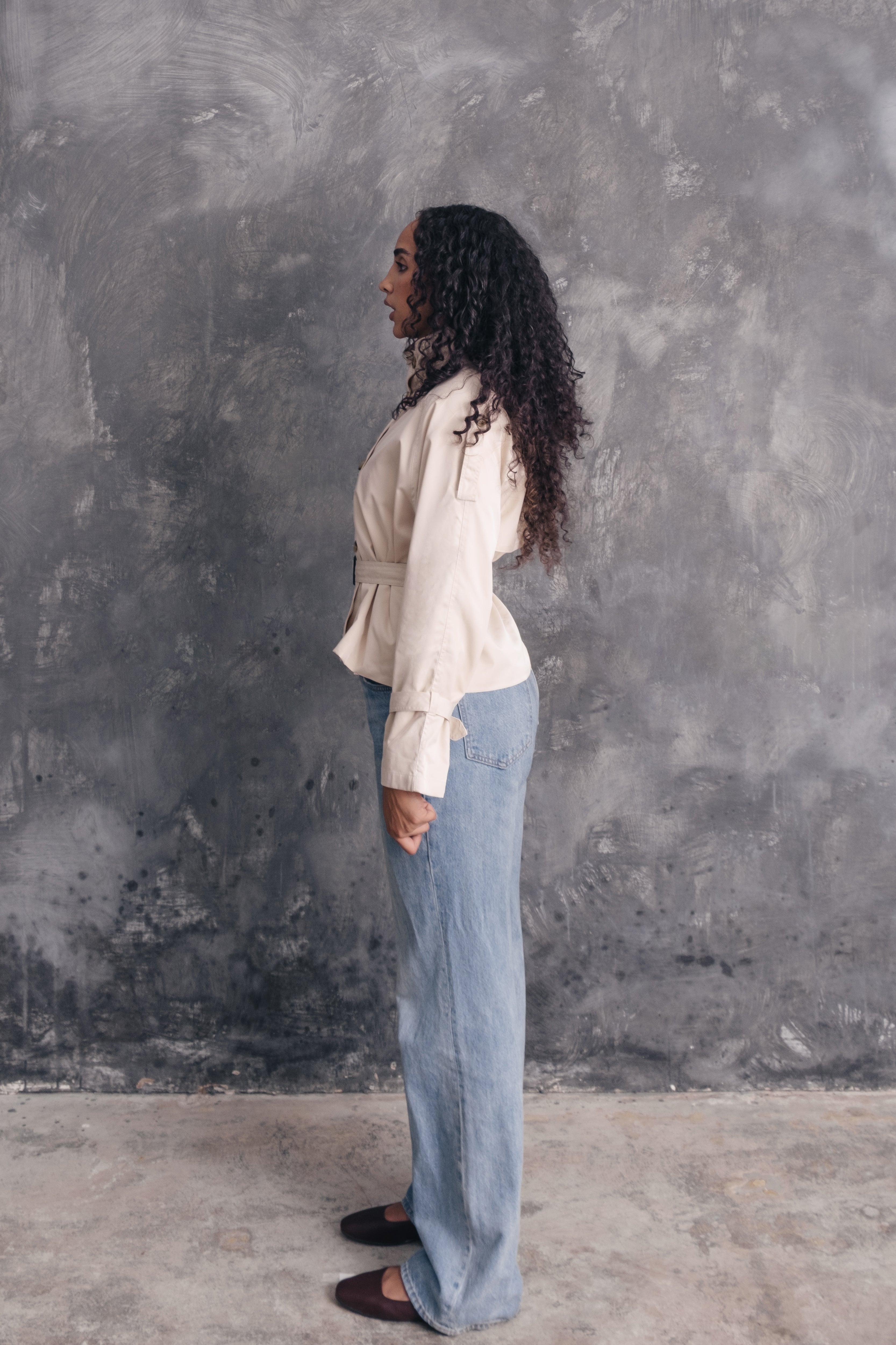 Paloma High-Neck Cropped Trench Jacket