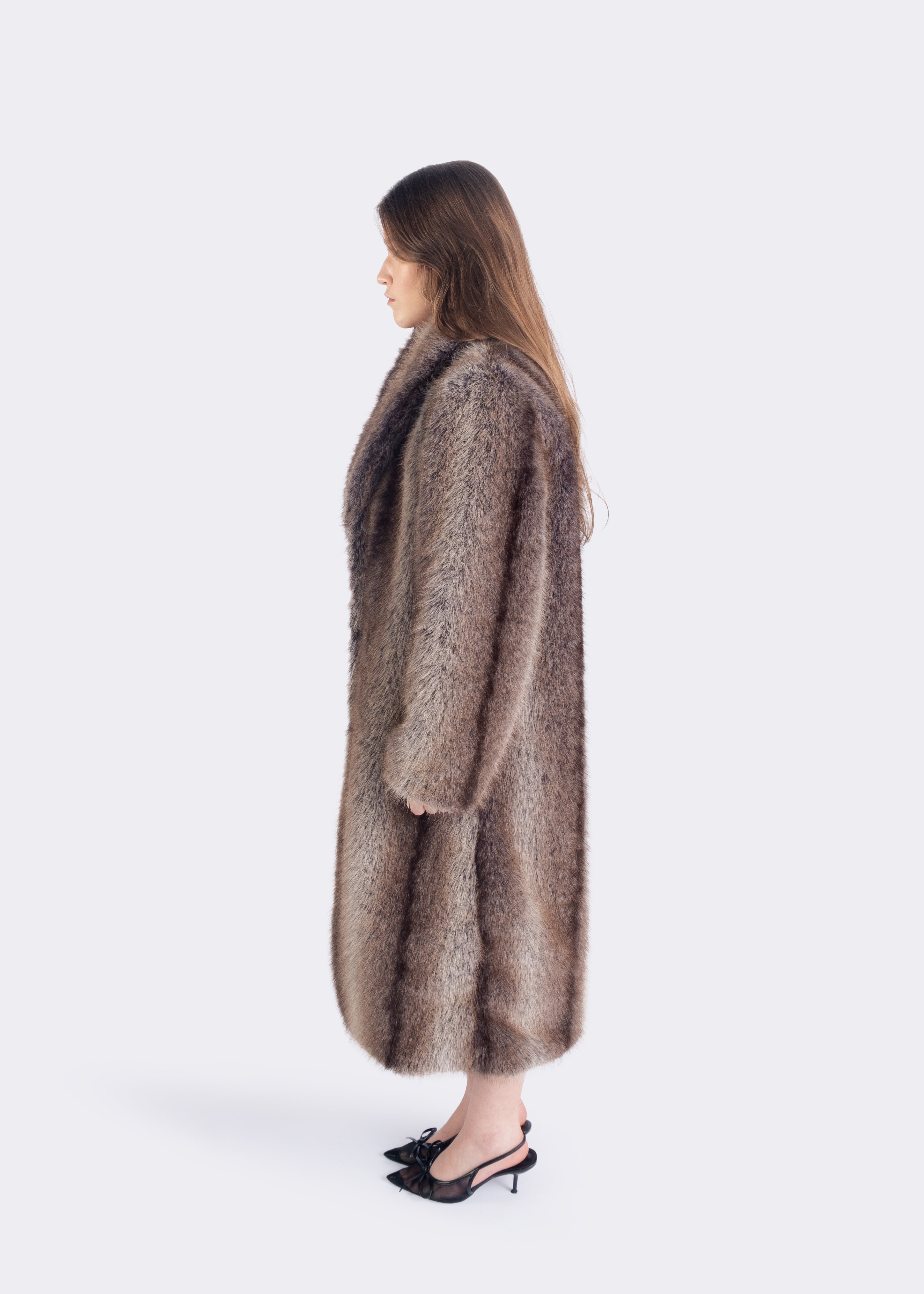 Selene Oversized Collar Faux Fur Coat