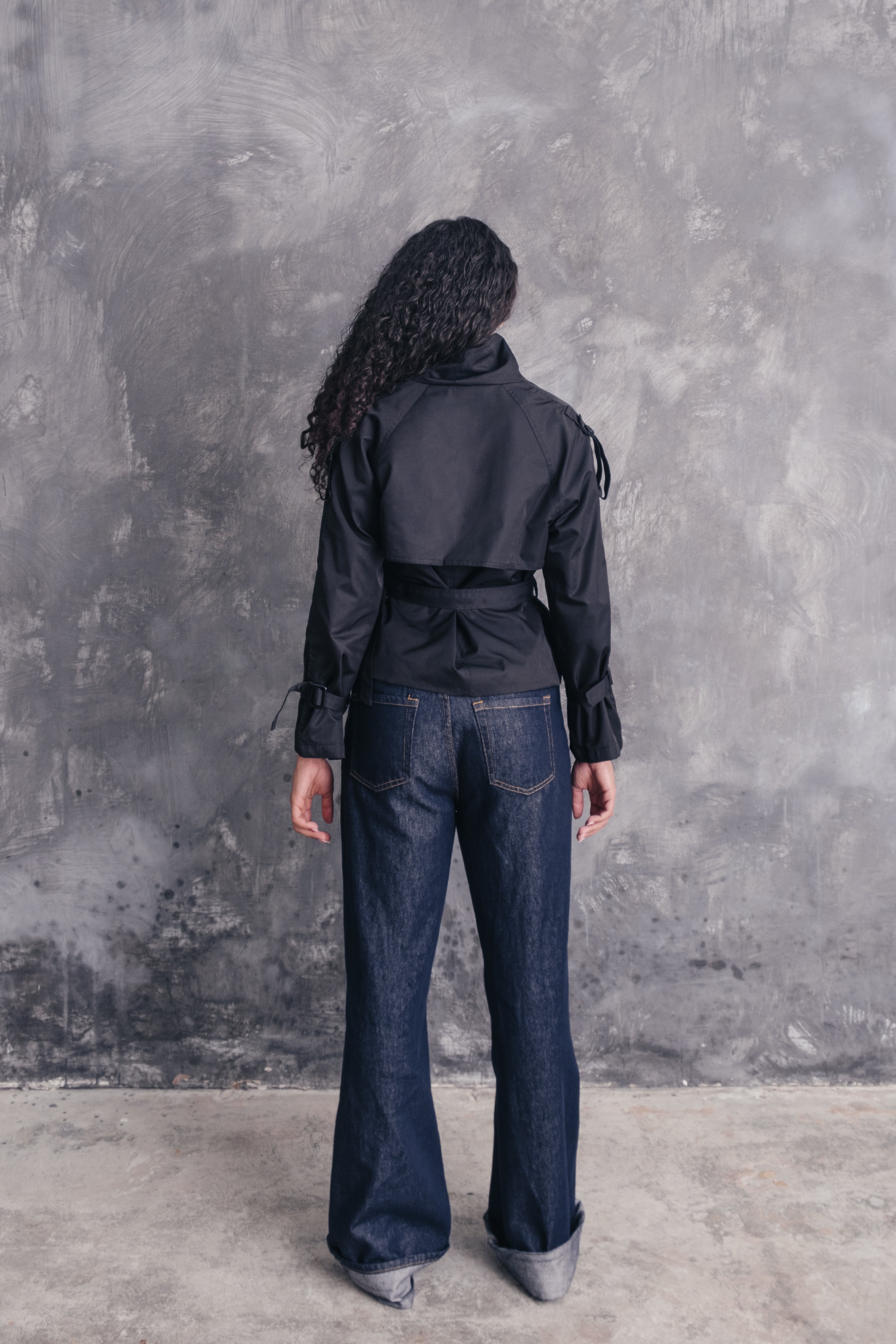 Ambra Double-Breasted Cropped Trench Jacket