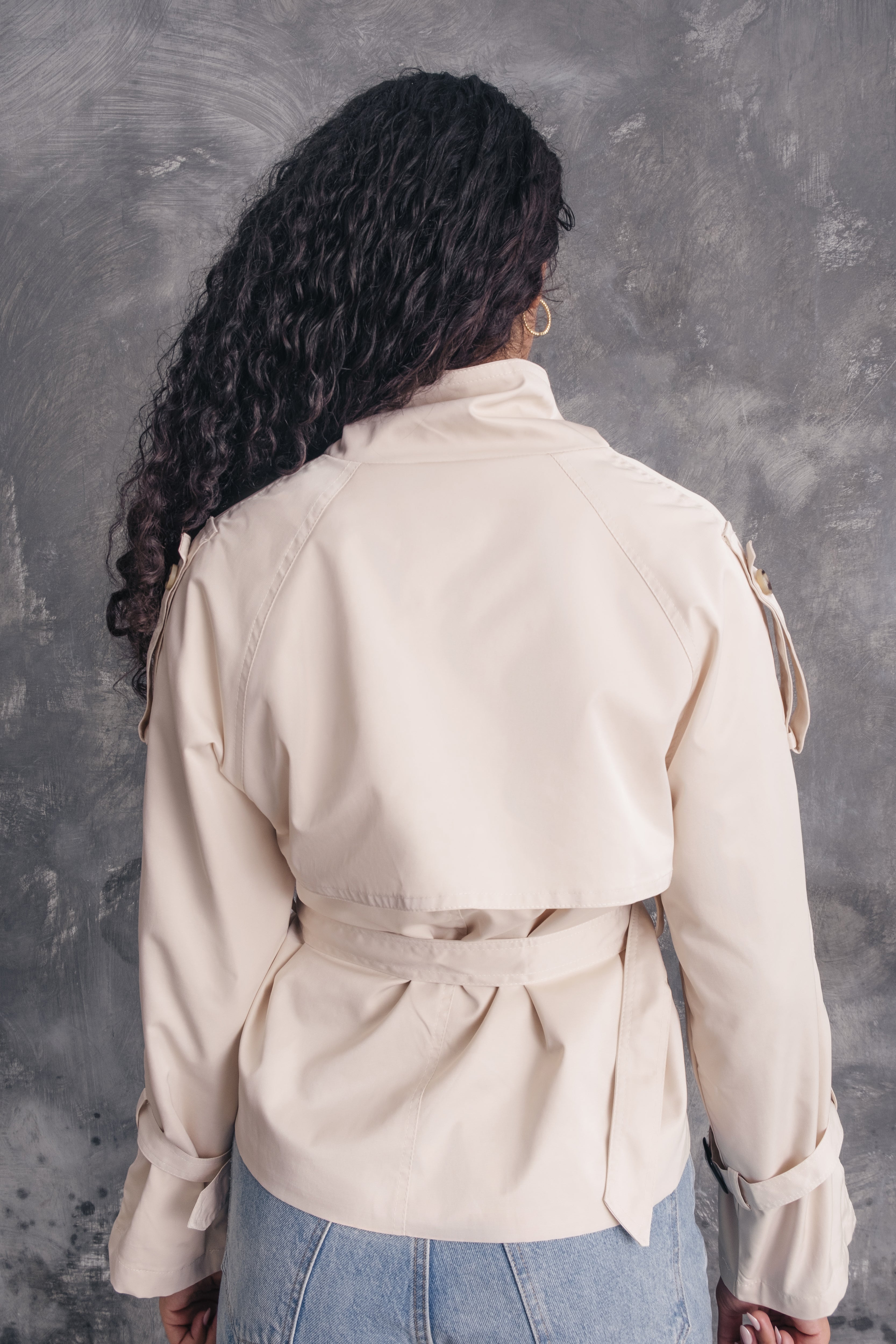 Paloma High-Neck Cropped Trench Jacket