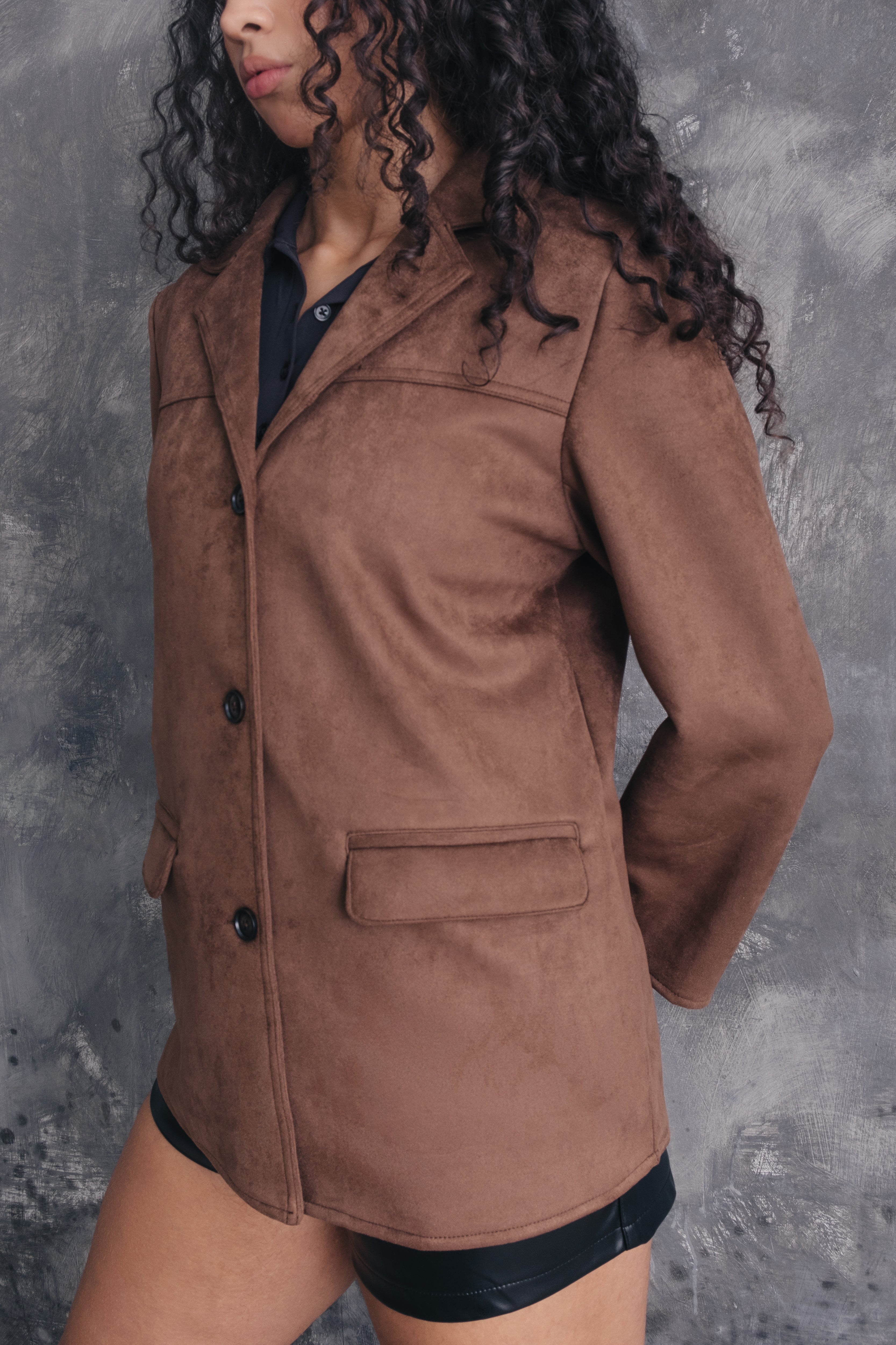 Verena Suede-Look Blazer Jacket