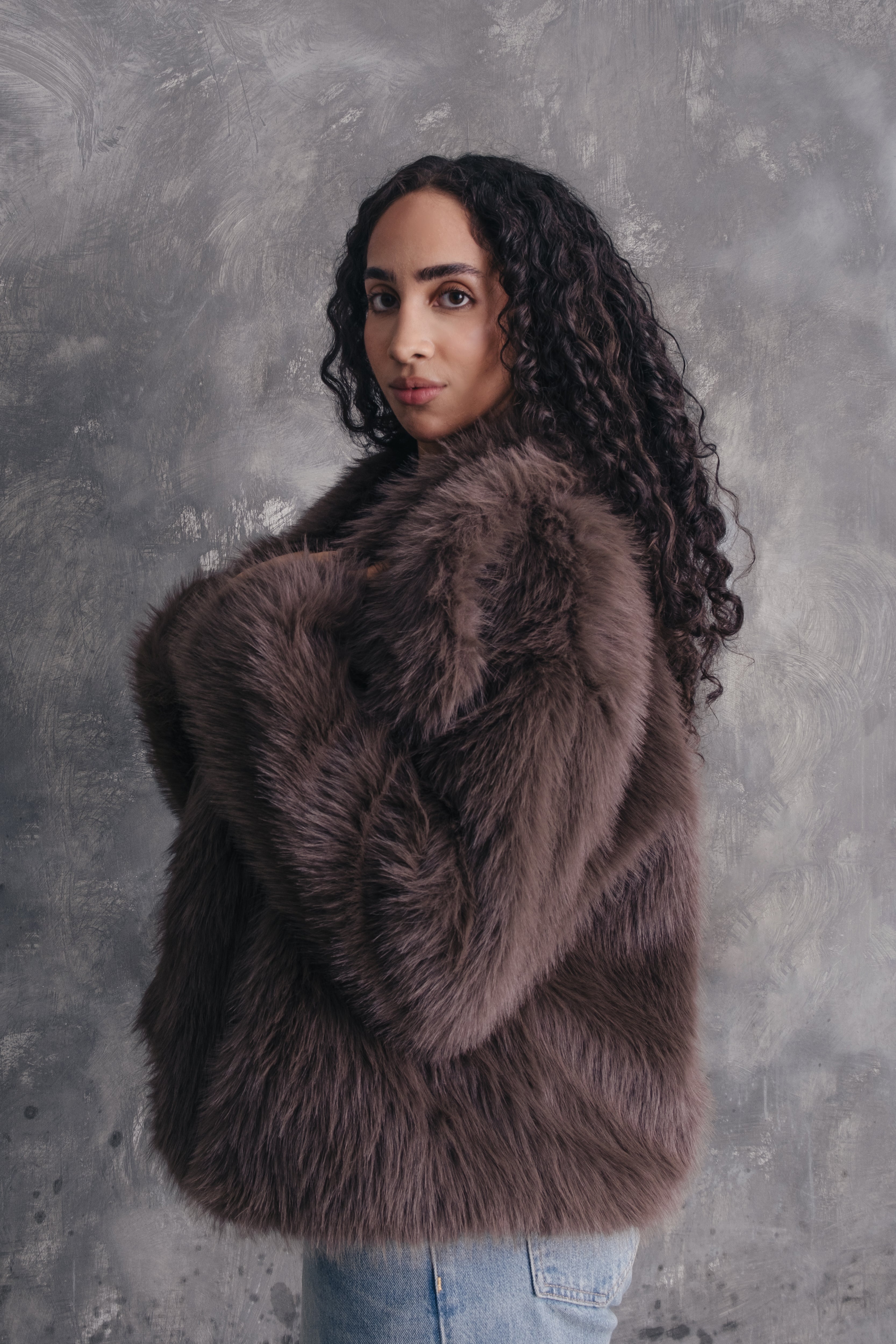 Calista Shaggy Texture Fur Coat