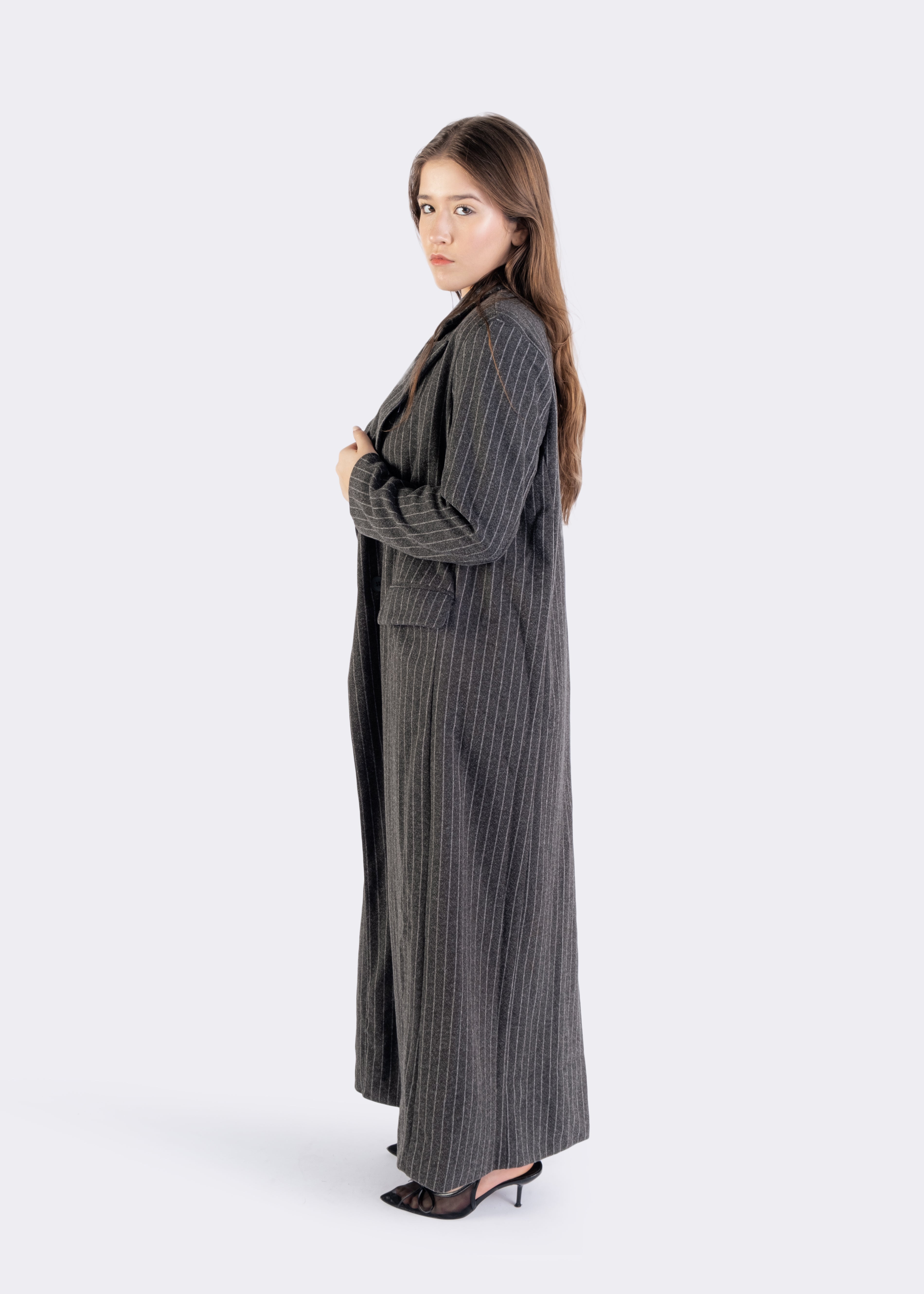Marlene Pinstriped Overcoat