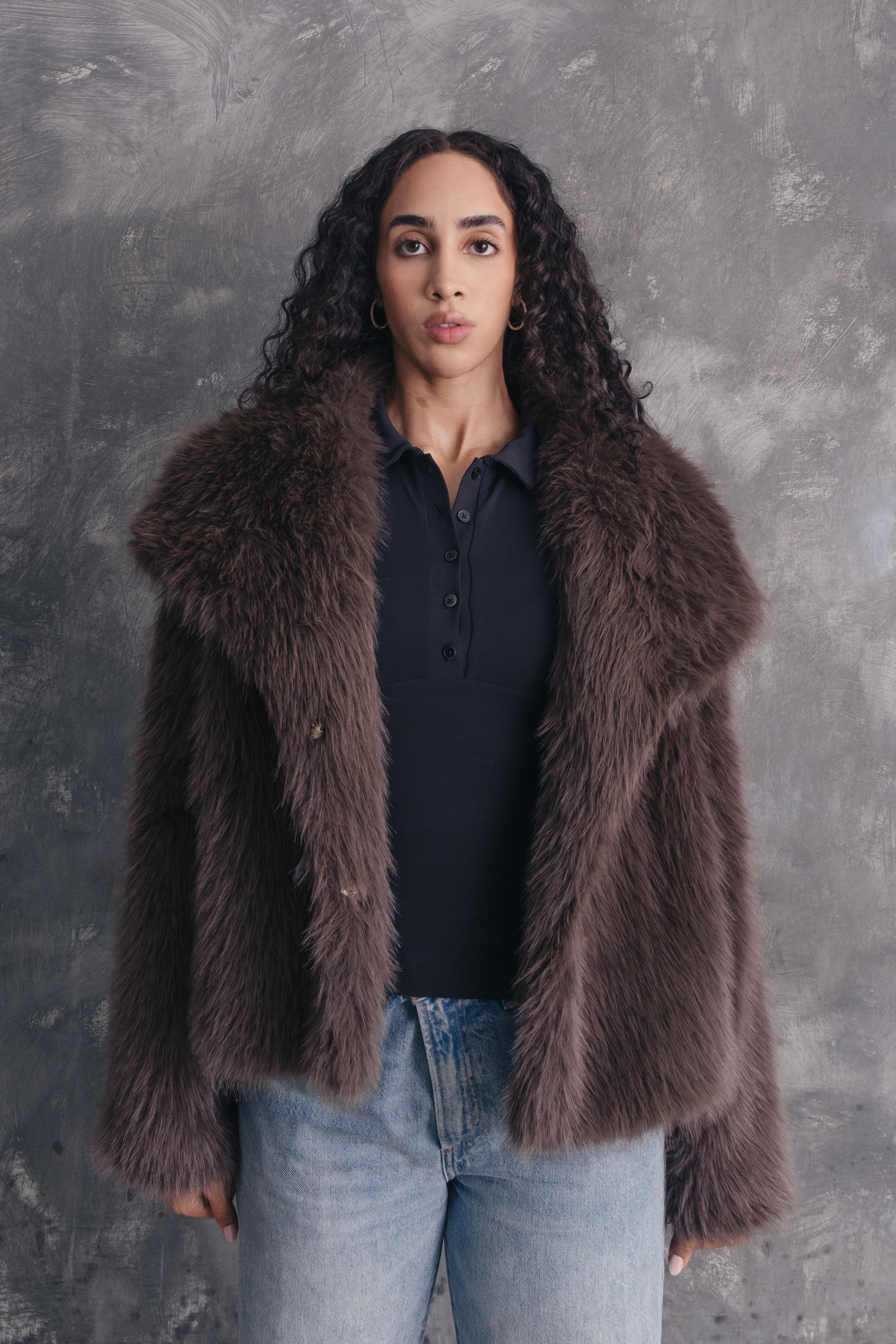 Calista Shaggy Texture Fur Coat