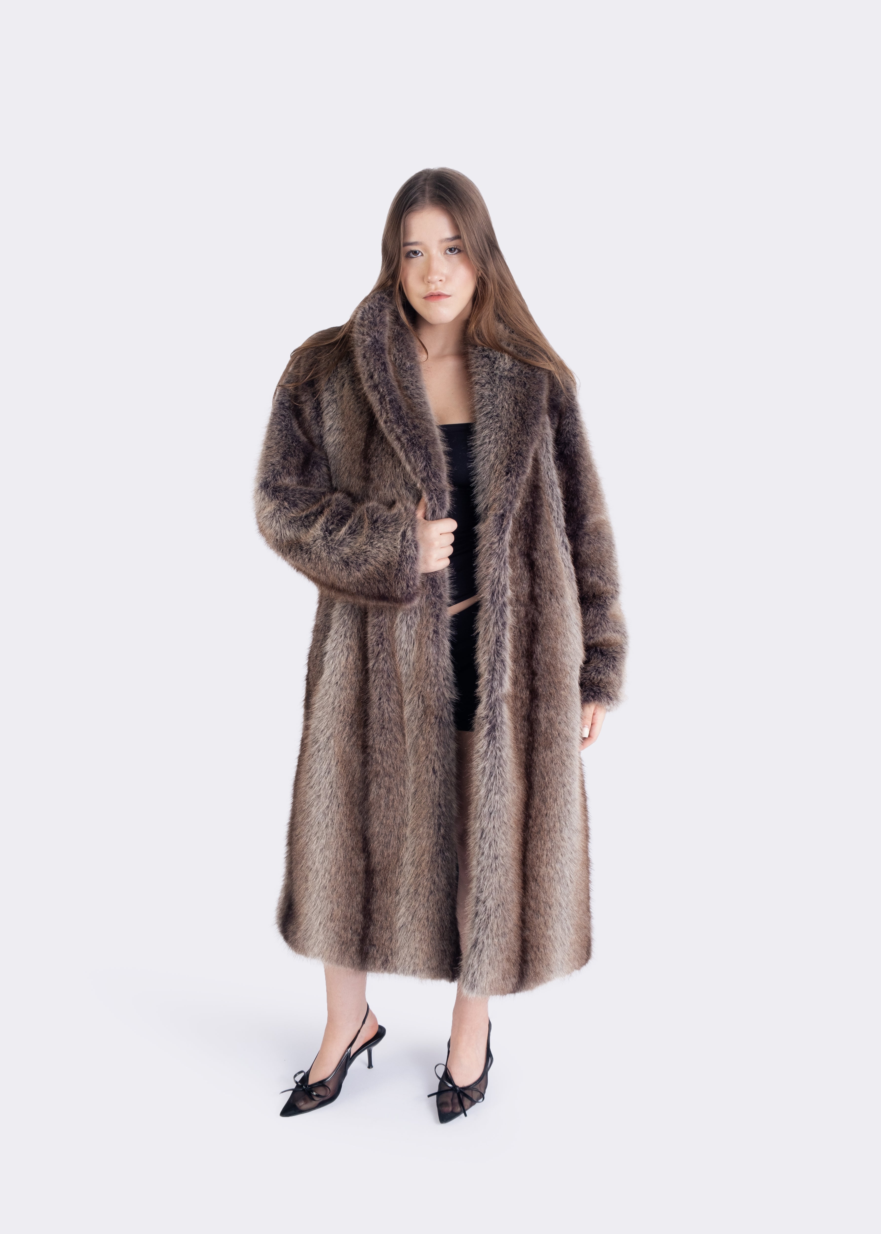 Selene Oversized Collar Faux Fur Coat